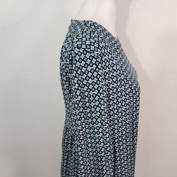 H&M Blue Geometric Print Mini Dress Size 6 H&M Blue Swing Dress - Picture 4 of 7